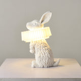 Whimsical Rabbit Animal Figurine Table Lamp with Ruffle Collar and LED Illumination for Modern Interiors