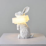 Whimsical Rabbit Animal Figurine Table Lamp with Ruffle Collar and LED Illumination for Modern Interiors