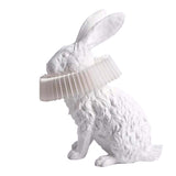 Whimsical Rabbit Animal Figurine Table Lamp with Ruffle Collar and LED Illumination for Modern Interiors