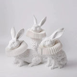 Whimsical Rabbit Animal Figurine Table Lamp with Ruffle Collar and LED Illumination for Modern Interiors