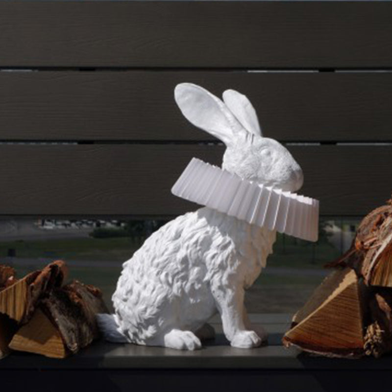 Whimsical Rabbit Animal Figurine Table Lamp with Ruffle Collar and LED Illumination for Modern Interiors