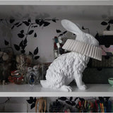 Whimsical Rabbit Animal Figurine Table Lamp with Ruffle Collar and LED Illumination for Modern Interiors