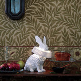 Whimsical Rabbit Animal Figurine Table Lamp with Ruffle Collar and LED Illumination for Modern Interiors