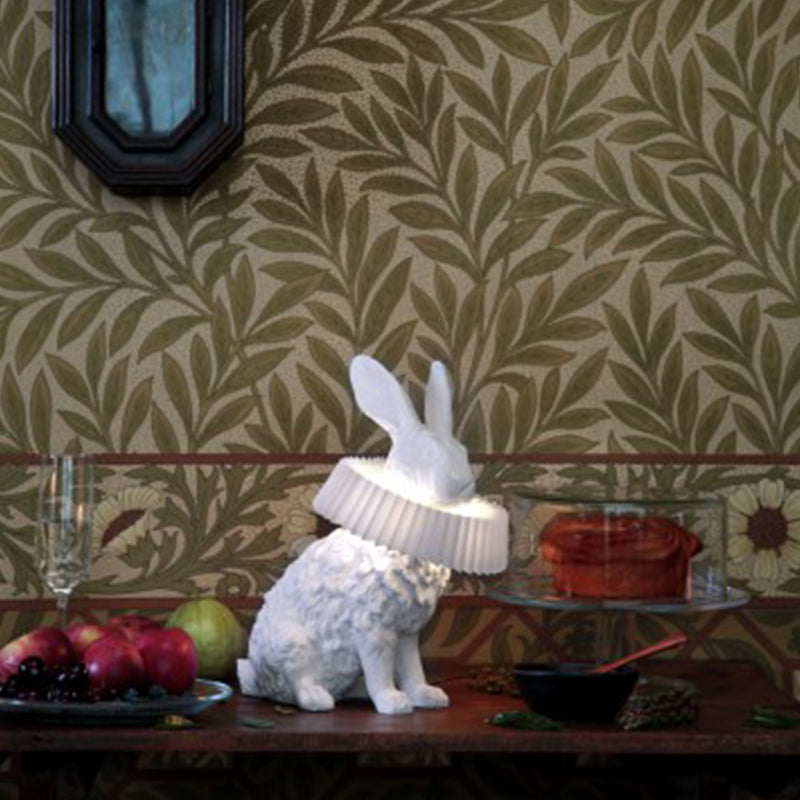 Whimsical Rabbit Animal Figurine Table Lamp with Ruffle Collar and LED Illumination for Modern Interiors