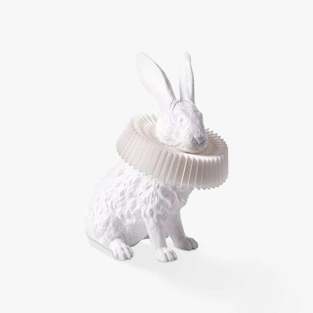 Whimsical Rabbit Animal Figurine Table Lamp with Ruffle Collar and LED Illumination for Modern Interiors