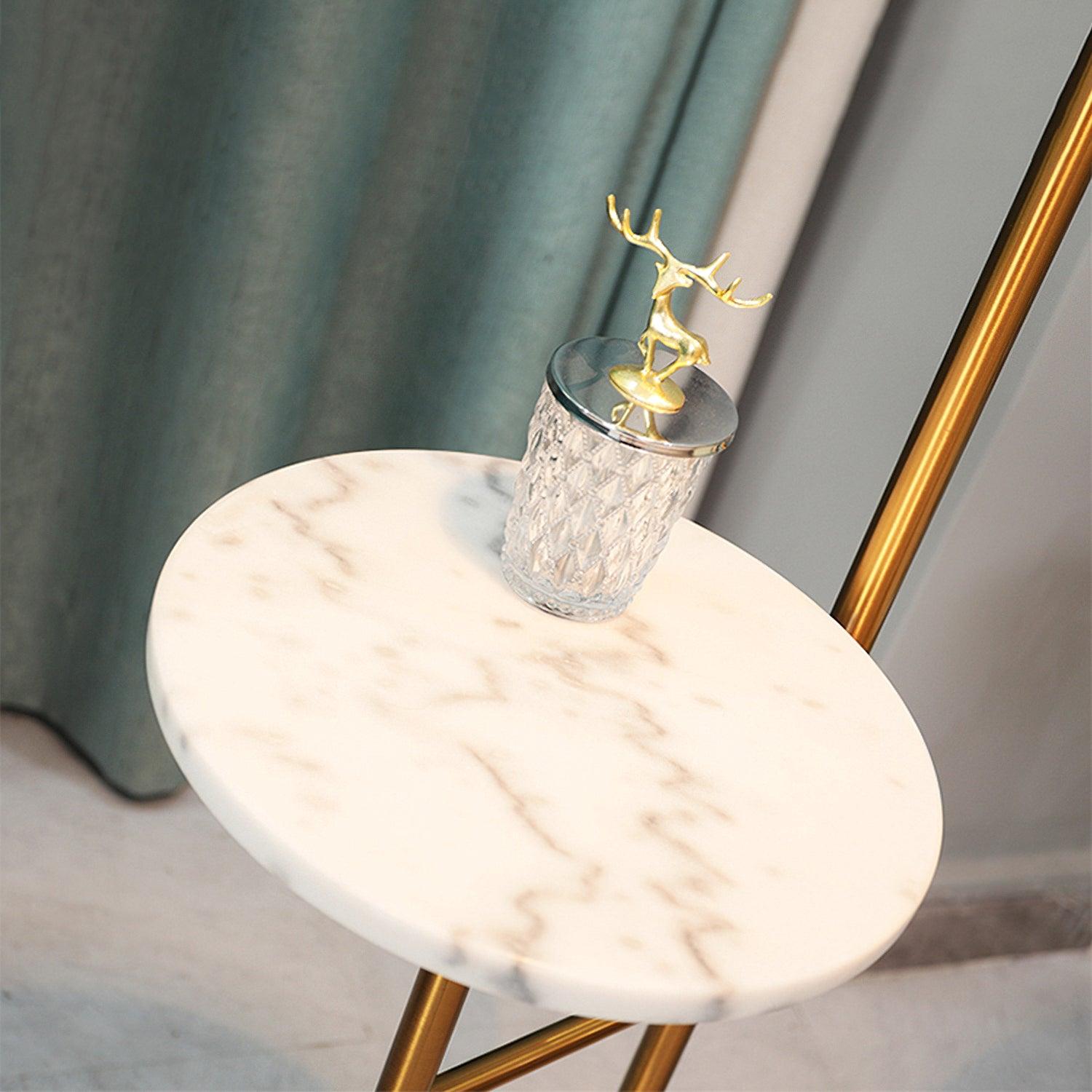Rani Modern Tall Floor Lamp with Integrated Marble Tray and Metal Frame