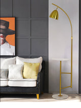 Rani Modern Tall Floor Lamp with Integrated Marble Tray and Metal Frame