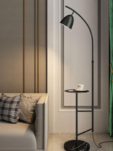 Rani Modern Tall Floor Lamp with Integrated Marble Tray and Metal Frame