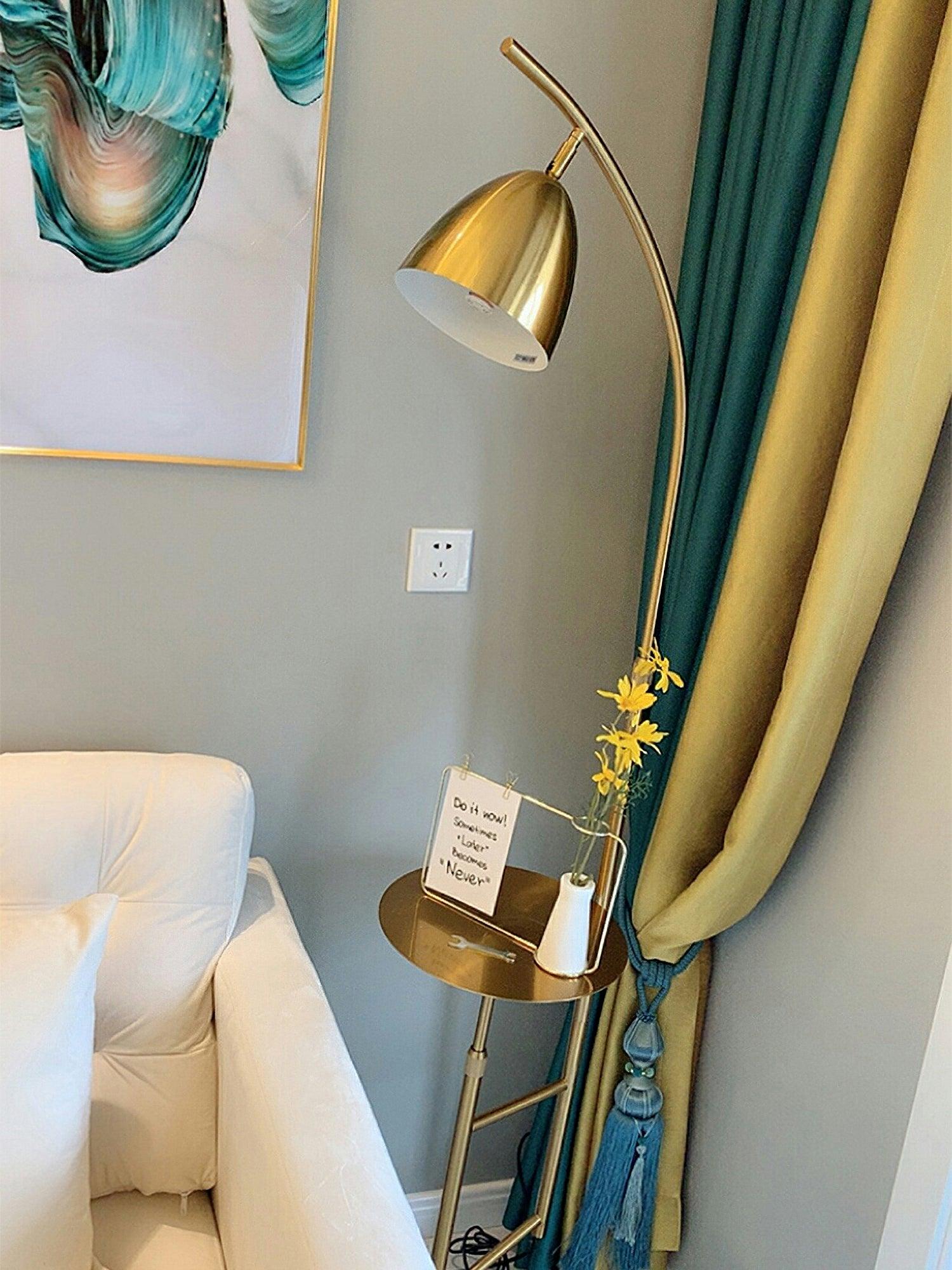 Rani Modern Tall Floor Lamp with Integrated Marble Tray and Metal Frame