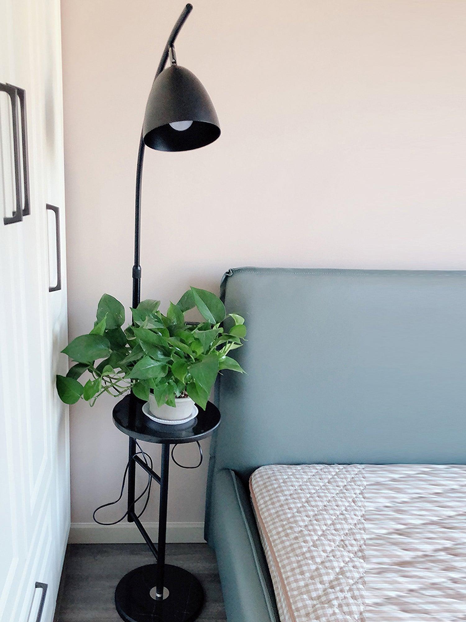 Rani Modern Tall Floor Lamp with Integrated Marble Tray and Metal Frame