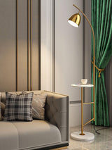 Rani Modern Tall Floor Lamp with Integrated Marble Tray and Metal Frame