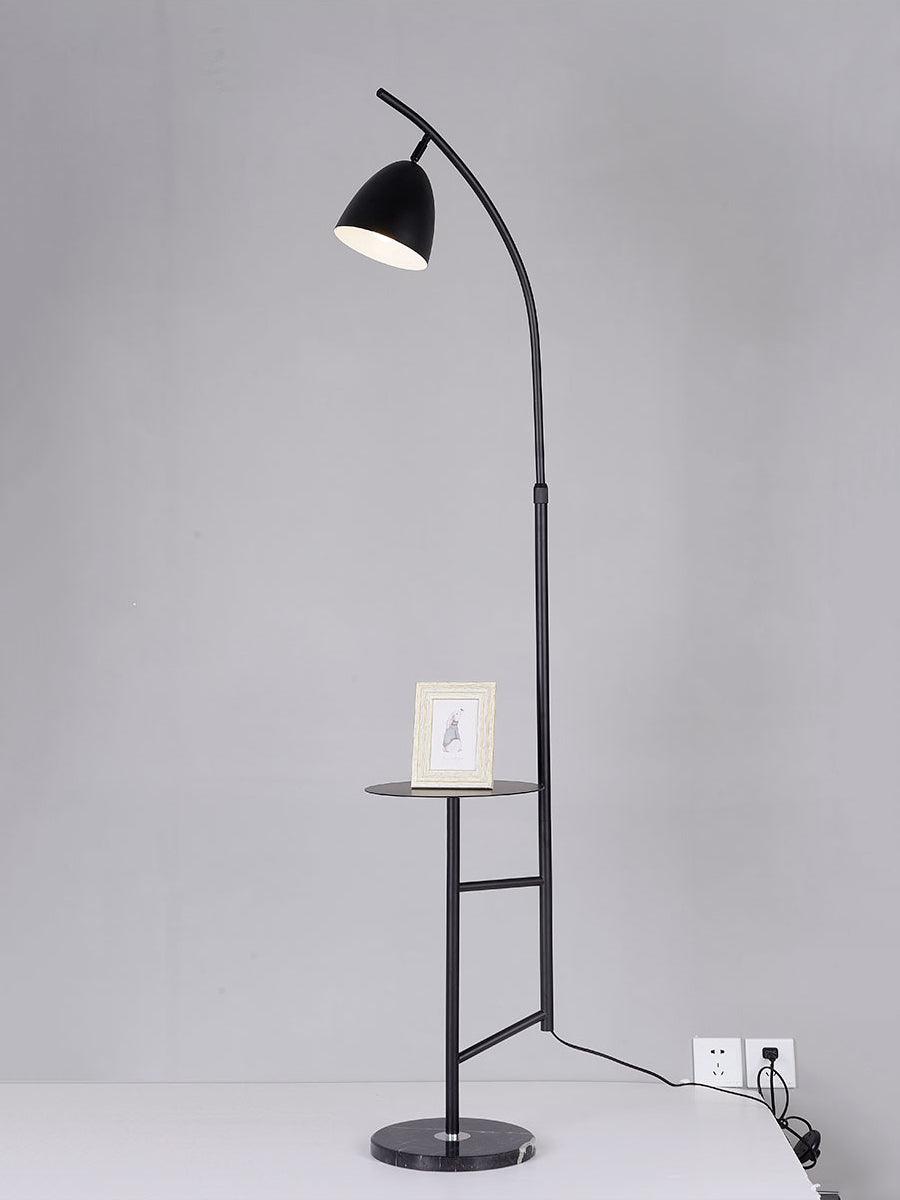 Rani Modern Tall Floor Lamp with Integrated Marble Tray and Metal Frame