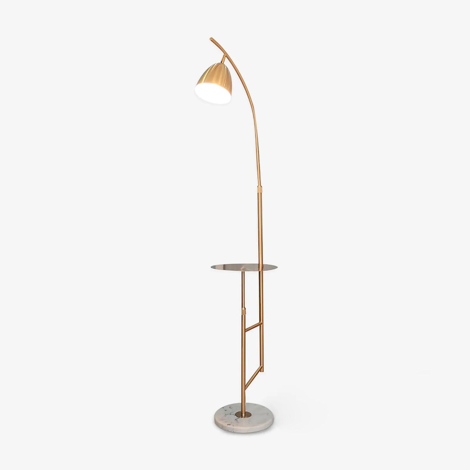 Rani Modern Tall Floor Lamp with Integrated Marble Tray and Metal Frame