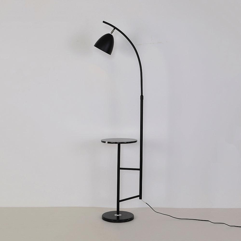 Rani Modern Tall Floor Lamp with Integrated Marble Tray and Metal Frame