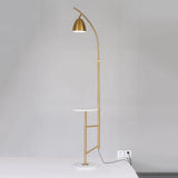 Rani Modern Tall Floor Lamp with Integrated Marble Tray and Metal Frame