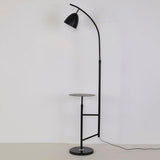 Rani Modern Tall Floor Lamp with Integrated Marble Tray and Metal Frame