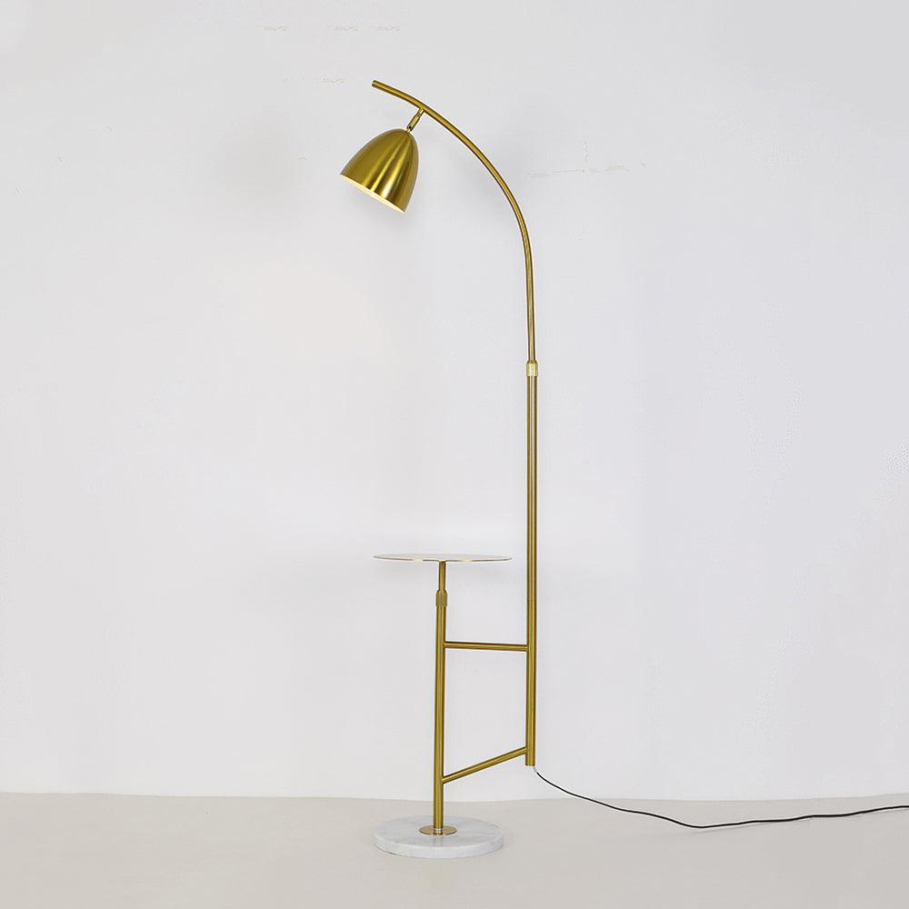 Rani Modern Tall Floor Lamp with Integrated Marble Tray and Metal Frame
