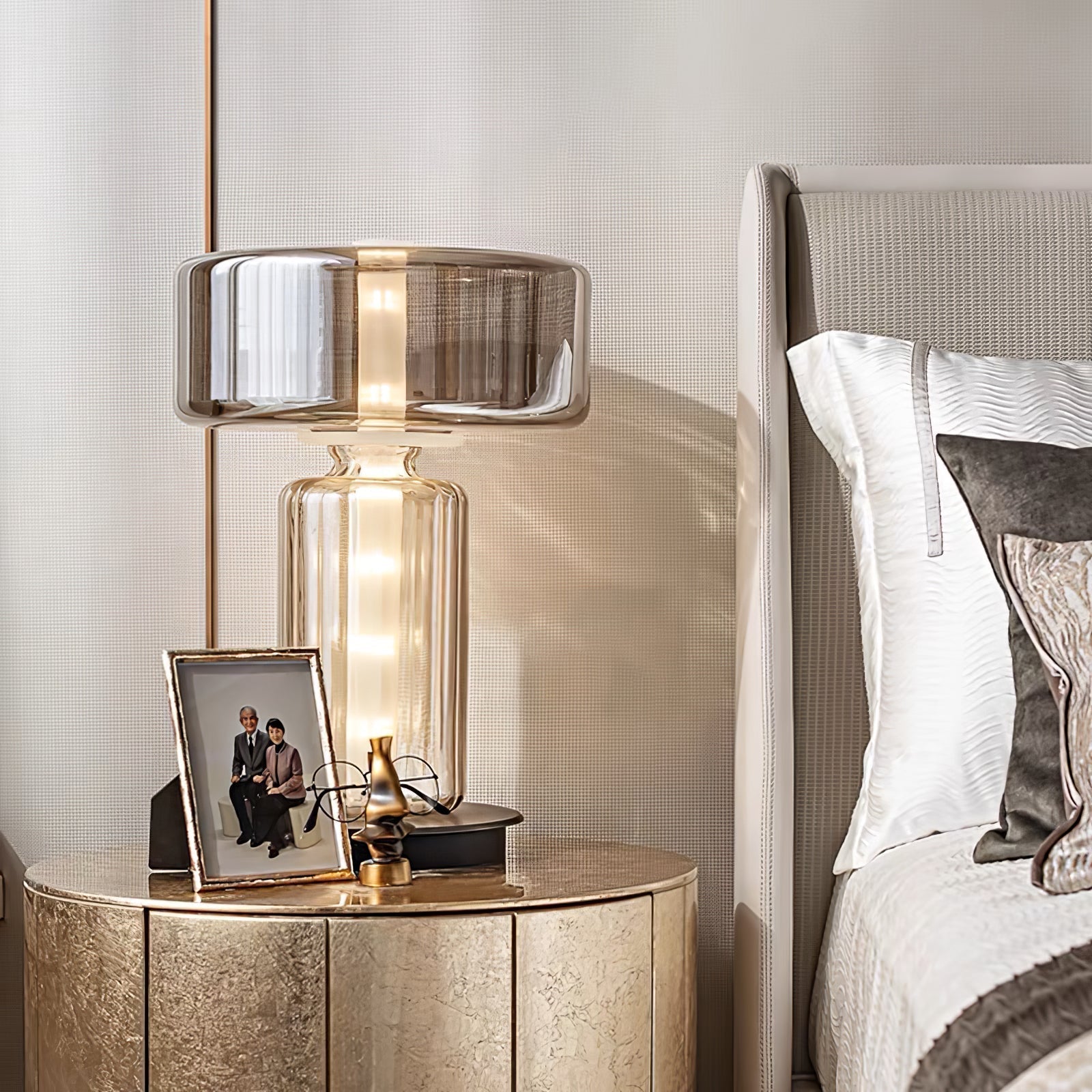 Rapanui Hand Blown Glass Table Lamp with Touch Sensor and Integrated LED Lighting