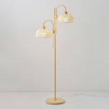 Handwoven Rattan Arched Floor Lamp Modern Beige Standing Light for Living Room