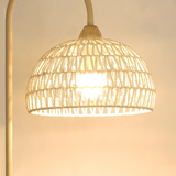 Handwoven Rattan Arched Floor Lamp Modern Beige Standing Light for Living Room
