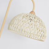 Handwoven Rattan Arched Floor Lamp Modern Beige Standing Light for Living Room