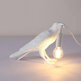 Artistic Raven Bird Table Lamp Resin Sculpture Desk Light with Edison Bulb Socket