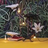 Artistic Raven Bird Table Lamp Resin Sculpture Desk Light with Edison Bulb Socket