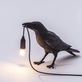Artistic Raven Bird Table Lamp Resin Sculpture Desk Light with Edison Bulb Socket