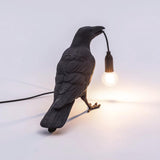 Artistic Raven Bird Table Lamp Resin Sculpture Desk Light with Edison Bulb Socket