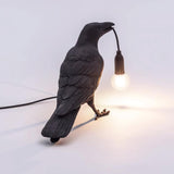 Artistic Raven Bird Table Lamp Resin Sculpture Desk Light with Edison Bulb Socket