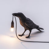 Artistic Raven Bird Table Lamp Resin Sculpture Desk Light with Edison Bulb Socket