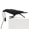 Artistic Raven Bird Table Lamp Resin Sculpture Desk Light with Edison Bulb Socket