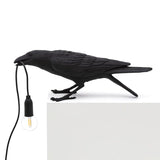 Artistic Raven Bird Table Lamp Resin Sculpture Desk Light with Edison Bulb Socket