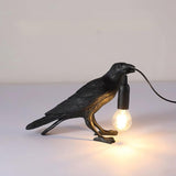 Artistic Raven Bird Table Lamp Resin Sculpture Desk Light with Edison Bulb Socket