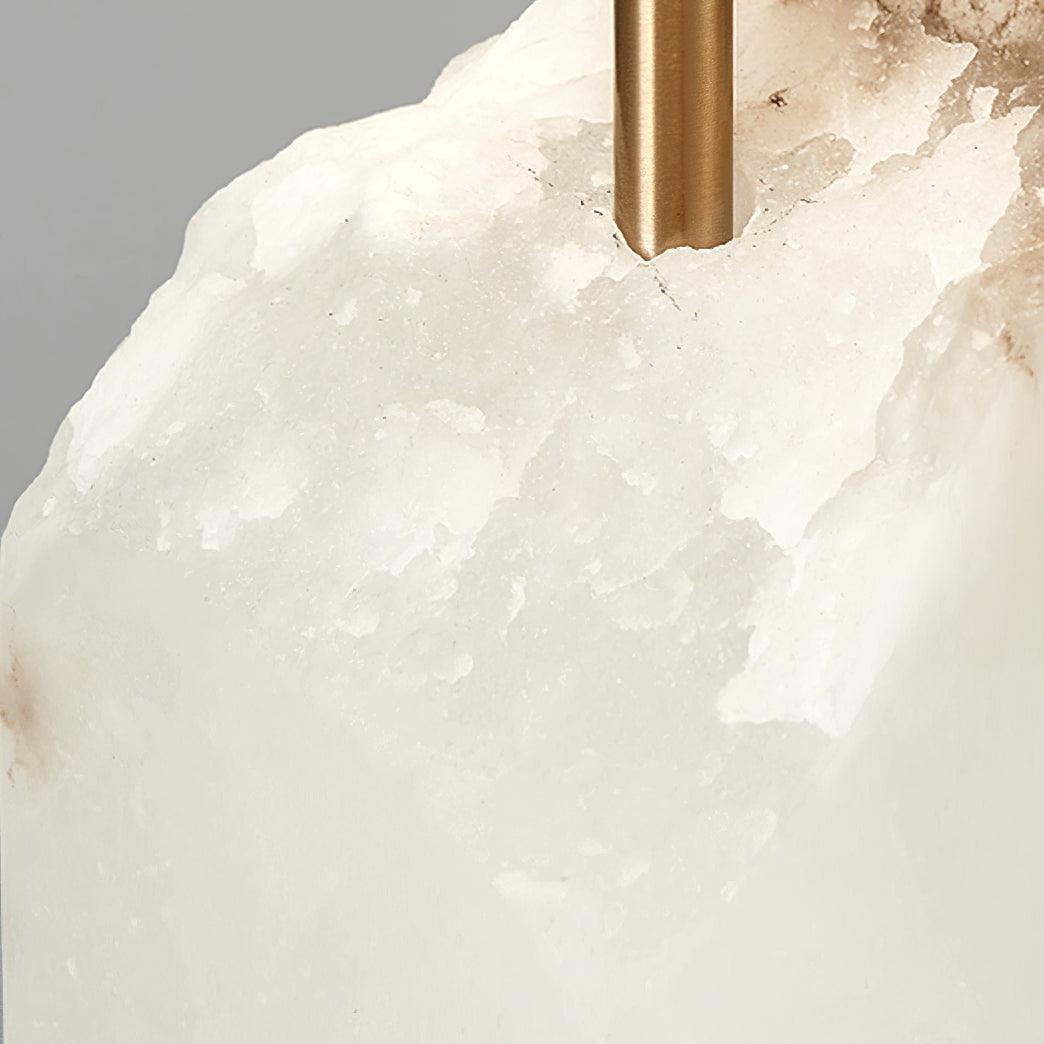 Natural Alabaster Table Lamp with Tapered Linen Shade Modern Bedside Reading Light