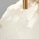 Natural Alabaster Table Lamp with Tapered Linen Shade Modern Bedside Reading Light