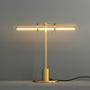 Minimalist Linear Brass Table Lamp with Integrated LED Tubular Glass Shade