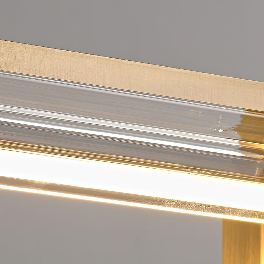 Minimalist Linear Brass Table Lamp with Integrated LED Tubular Glass Shade