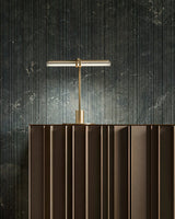 Minimalist Linear Brass Table Lamp with Integrated LED Tubular Glass Shade