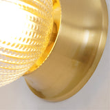 Reeded Glass Globe Flush Mount Ceiling Light Antique Brass Indoor Lighting