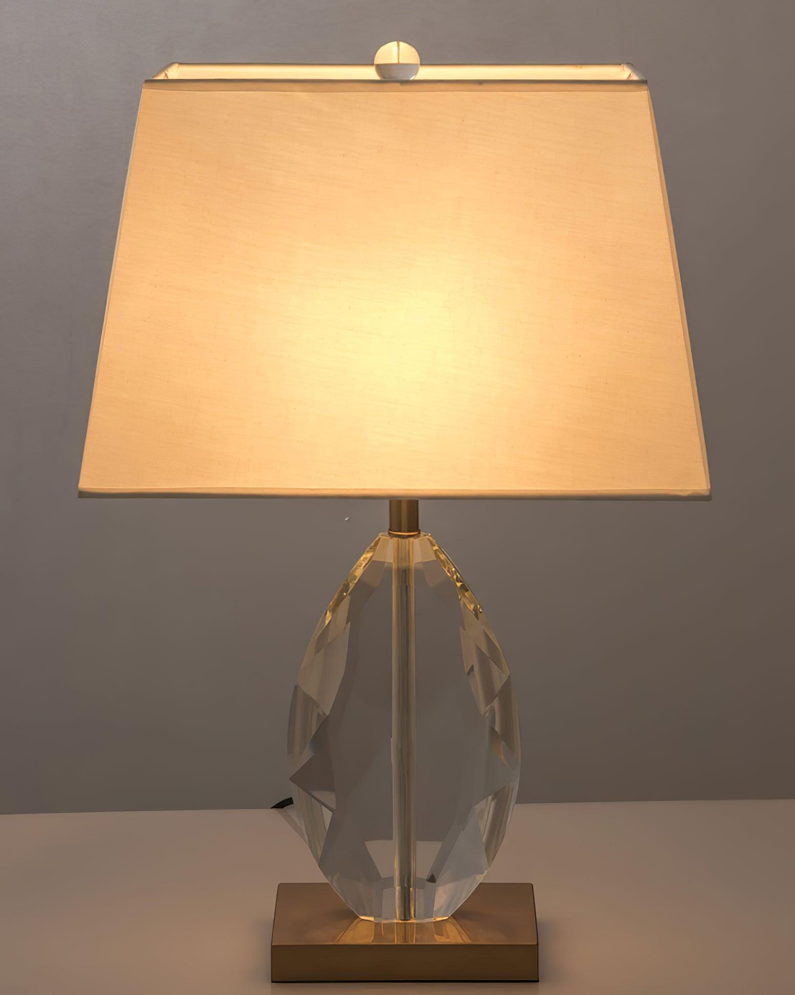 Elegant Regal Crystal Table Lamp Modern Nightstand Light with Fabric Shade
