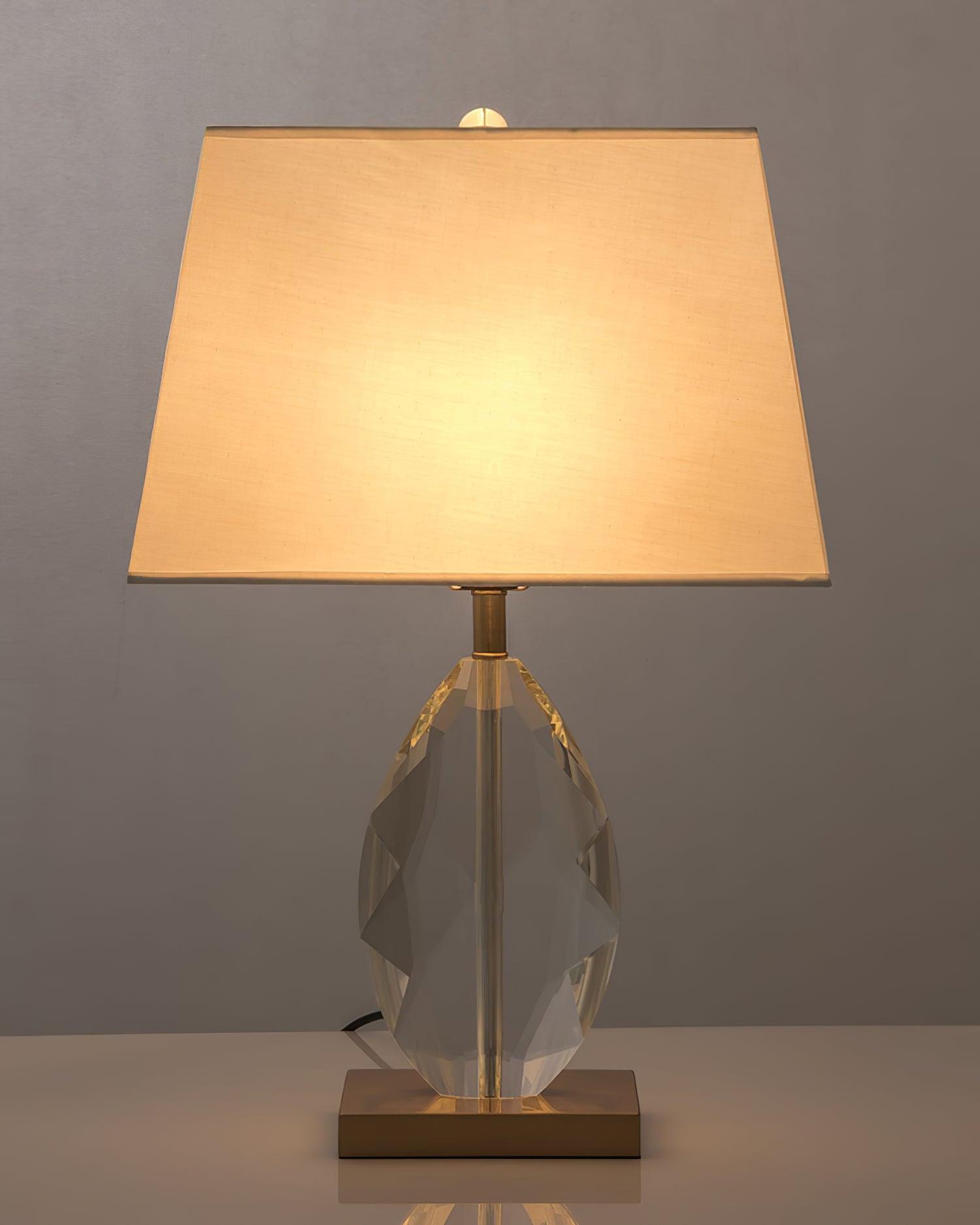 Elegant Regal Crystal Table Lamp Modern Nightstand Light with Fabric Shade