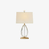 Elegant Regal Crystal Table Lamp Modern Nightstand Light with Fabric Shade