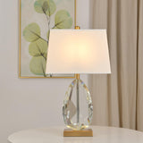 Elegant Regal Crystal Table Lamp Modern Nightstand Light with Fabric Shade