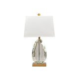 Elegant Regal Crystal Table Lamp Modern Nightstand Light with Fabric Shade