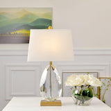 Elegant Regal Crystal Table Lamp Modern Nightstand Light with Fabric Shade