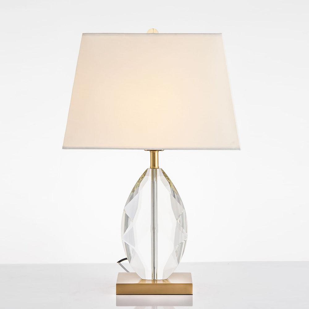 Elegant Regal Crystal Table Lamp Modern Nightstand Light with Fabric Shade