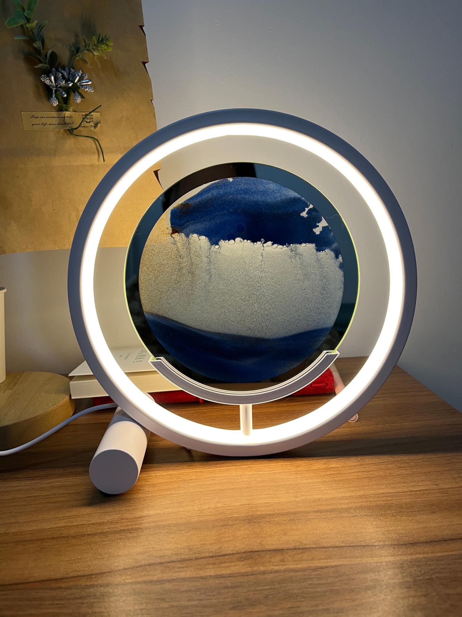 3D Moving Sand Landscape Table Lamp with Built in Battery and Adjustable LED Lighting for Home Decor