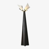 Modern LED Standing Lamp with Natural Alabaster Shade and Sleek Black Metal Body