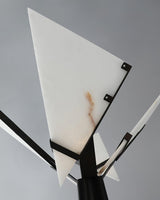 Modern LED Standing Lamp with Natural Alabaster Shade and Sleek Black Metal Body